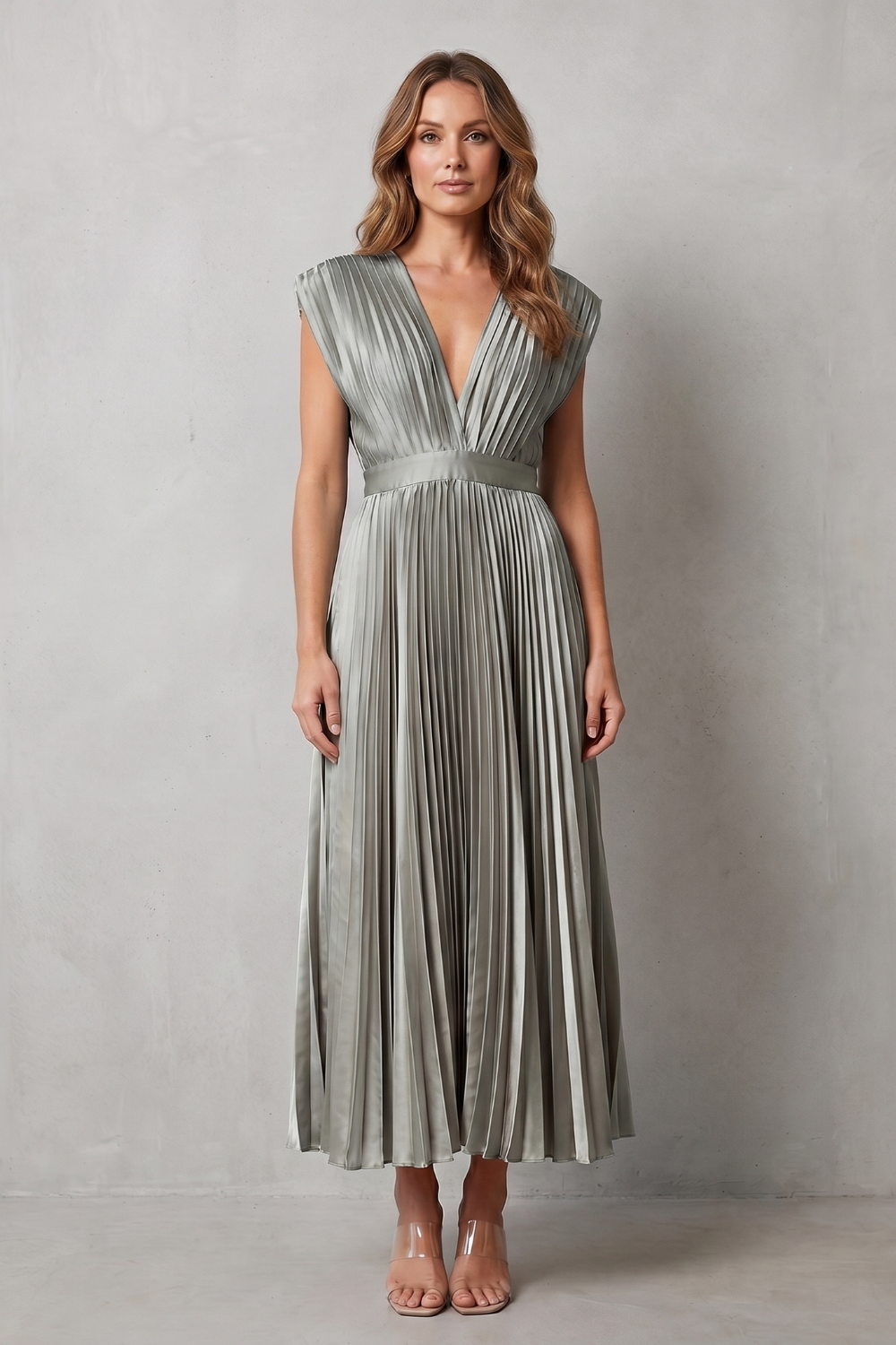 Flowing Pleated Elegance Midi Dress