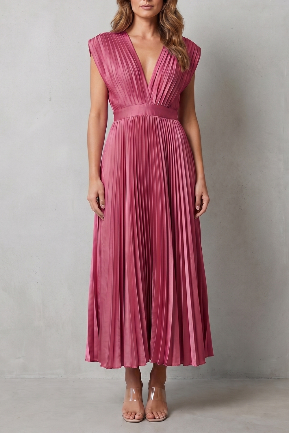 Flowing Pleated Elegance Midi Dress