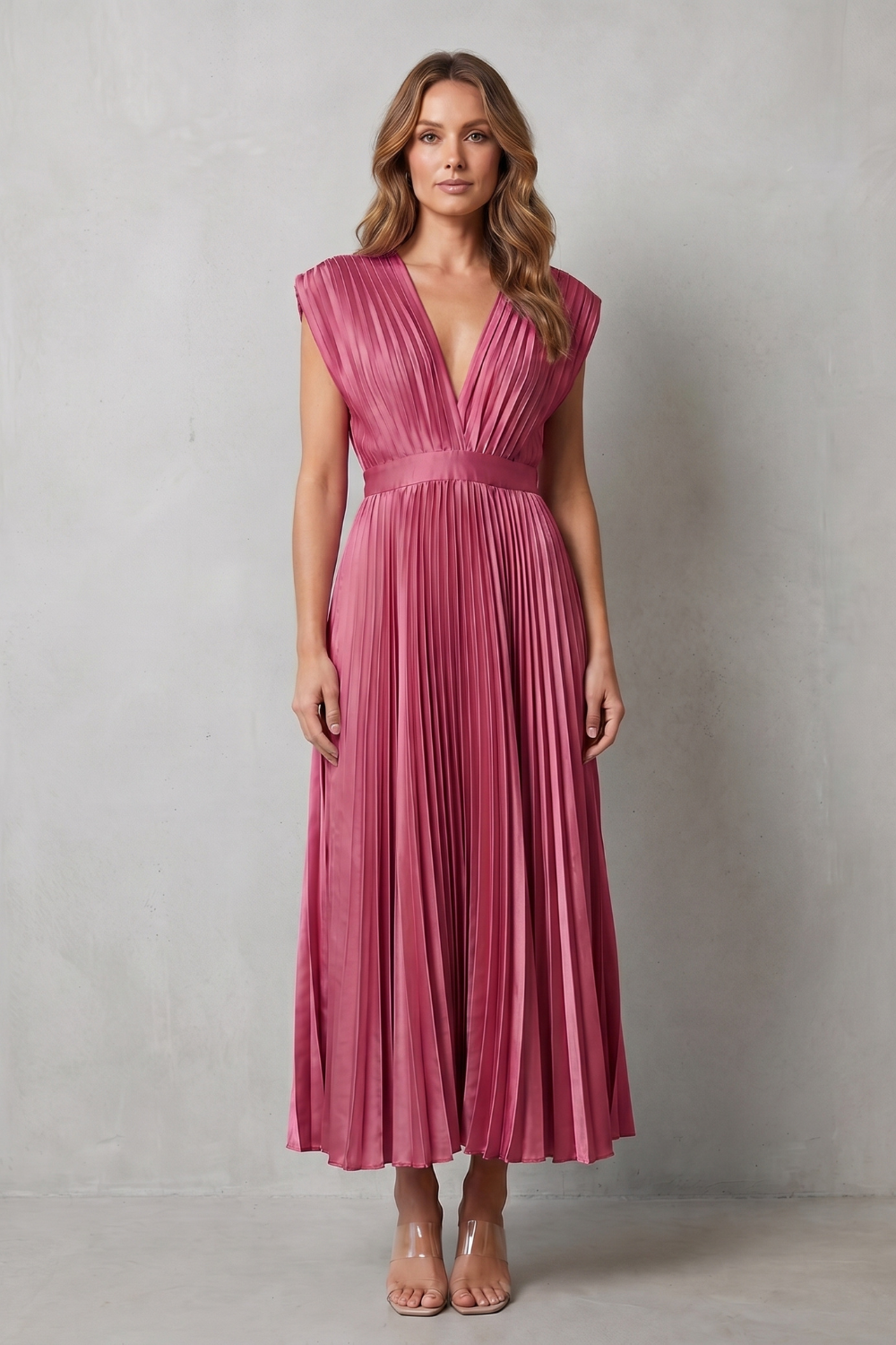 Flowing Pleated Elegance Midi Dress