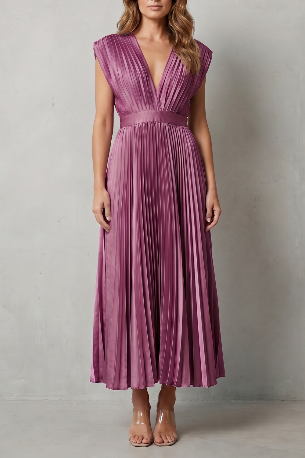 Flowing Pleated Elegance Midi Dress