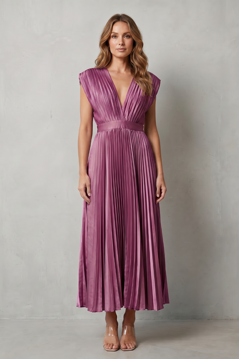 Flowing Pleated Elegance Midi Dress