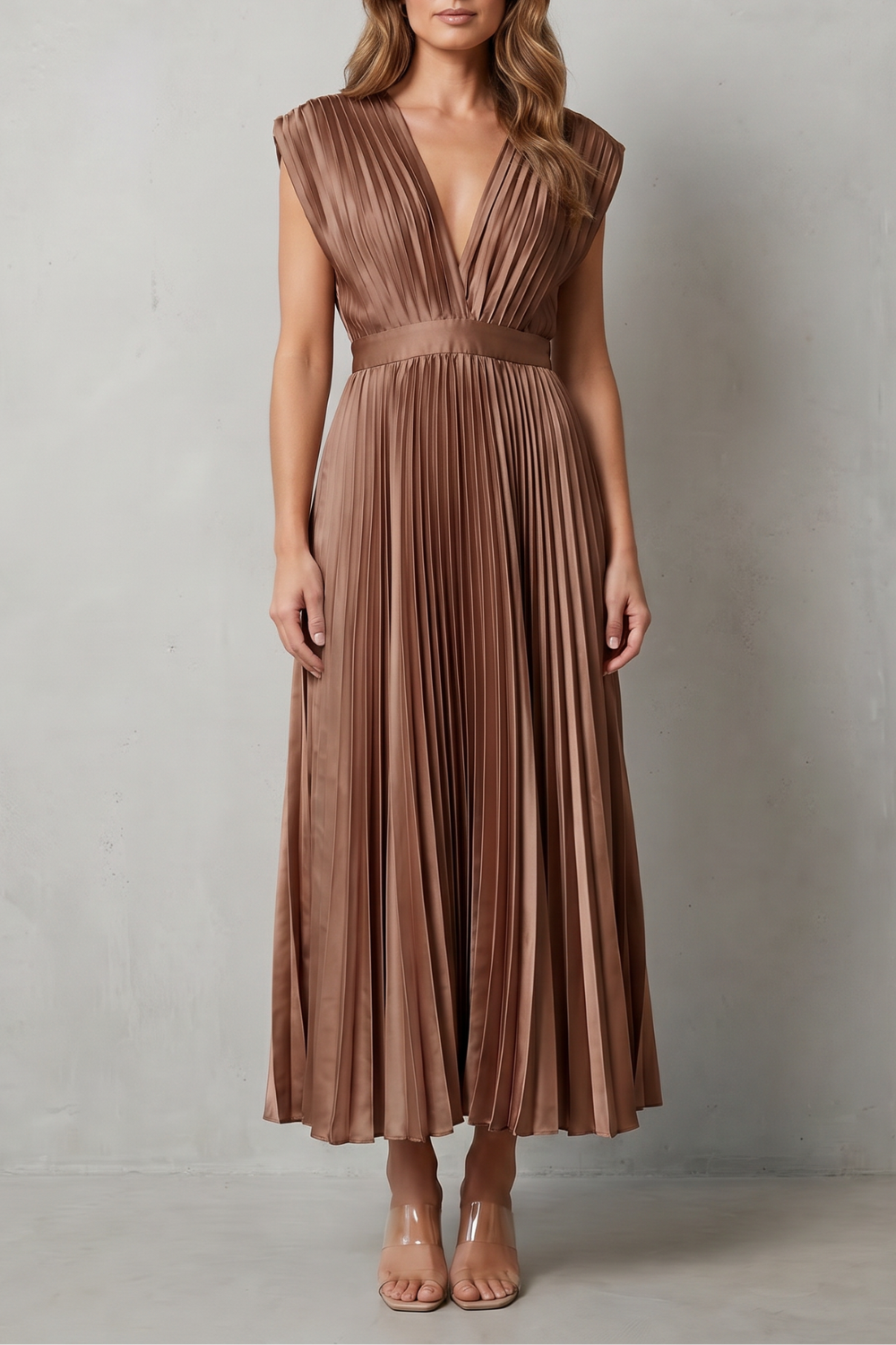 Flowing Pleated Elegance Midi Dress