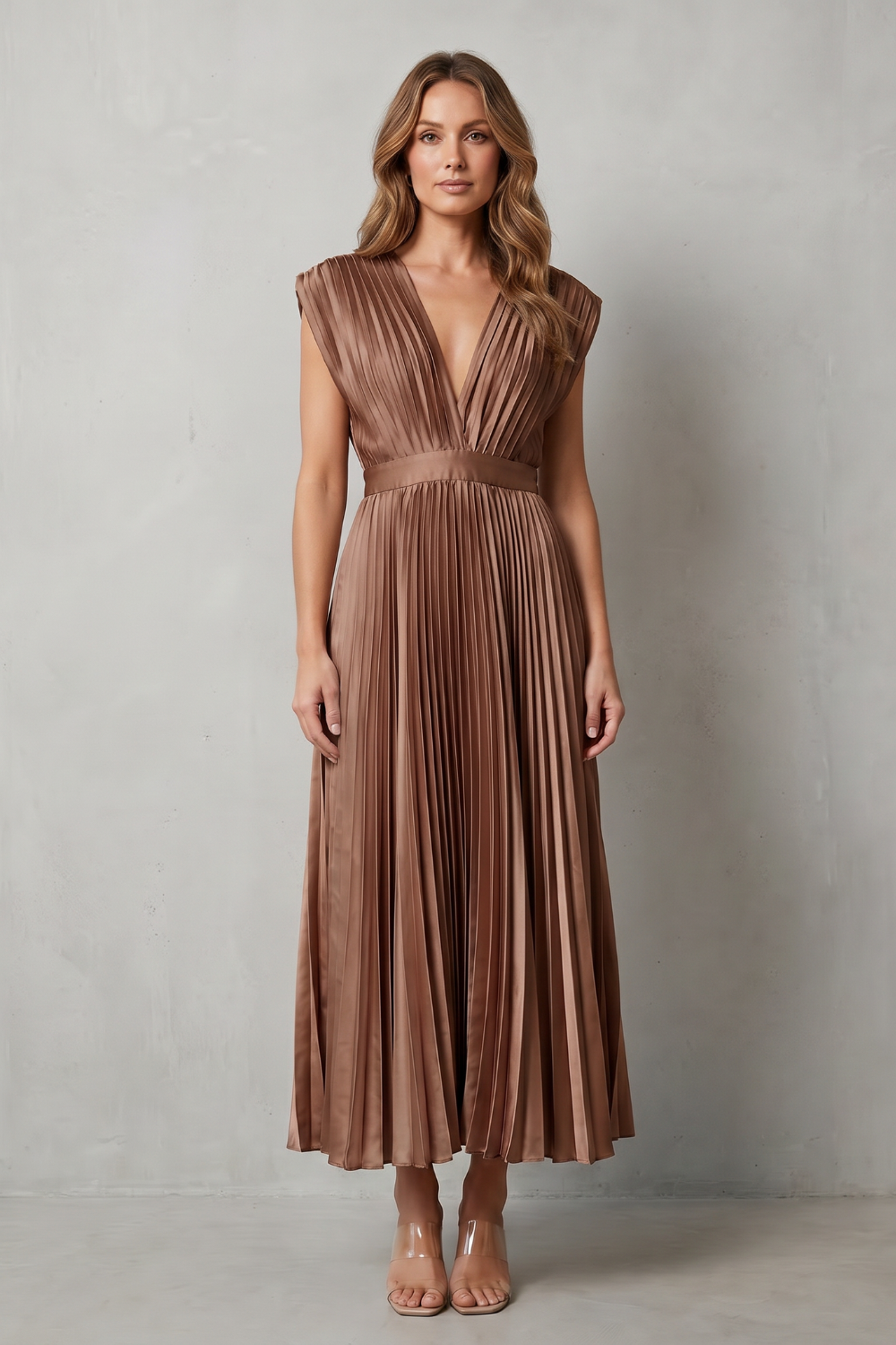 Flowing Pleated Elegance Midi Dress