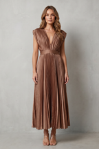 Flowing Pleated Elegance Midi Dress