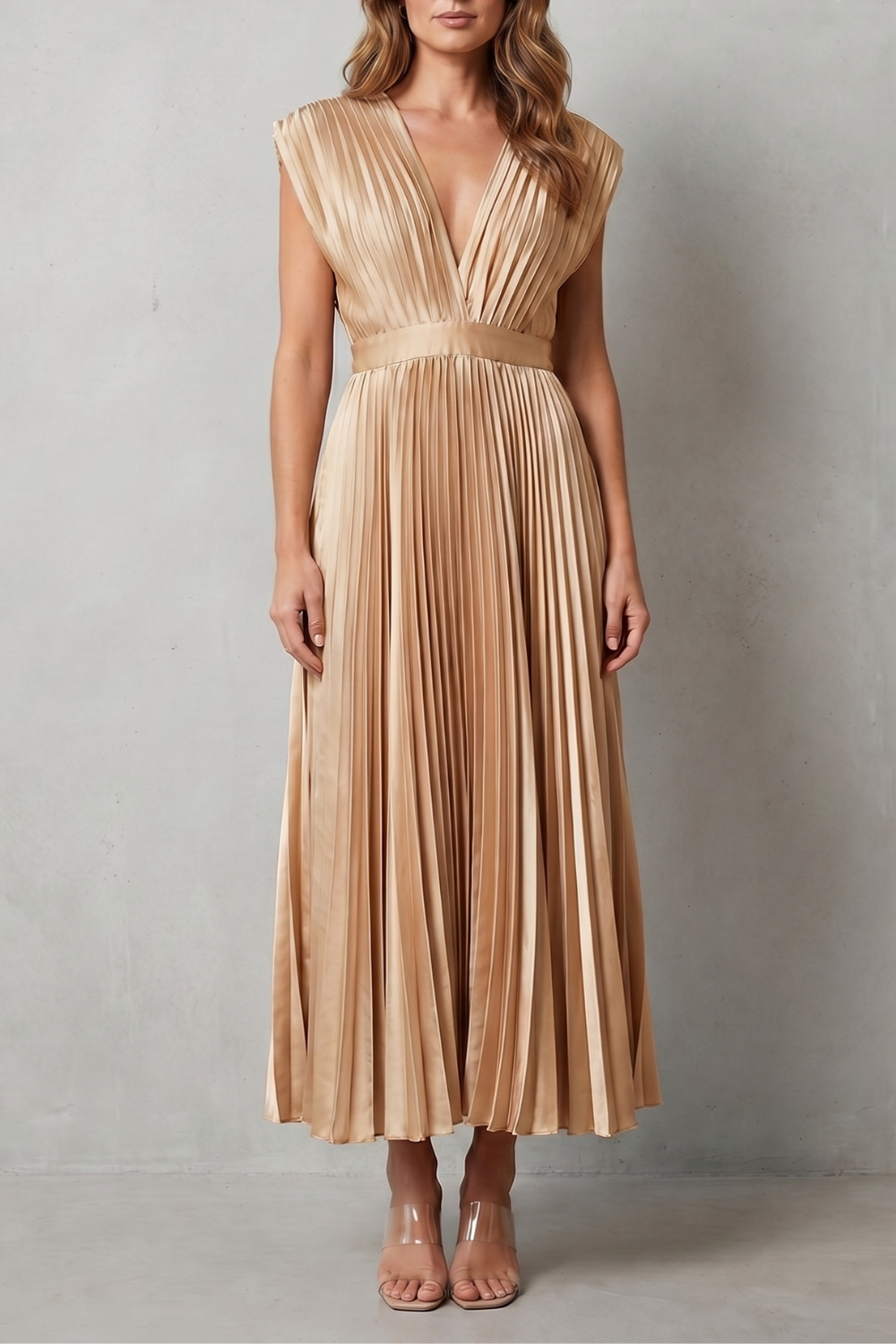 Flowing Pleated Elegance Midi Dress