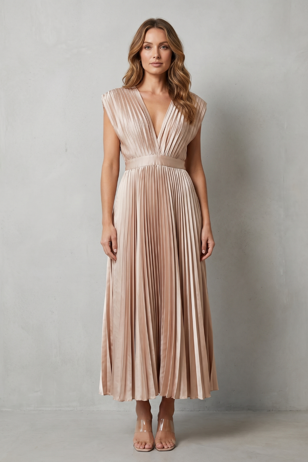 Flowing Pleated Elegance Midi Dress
