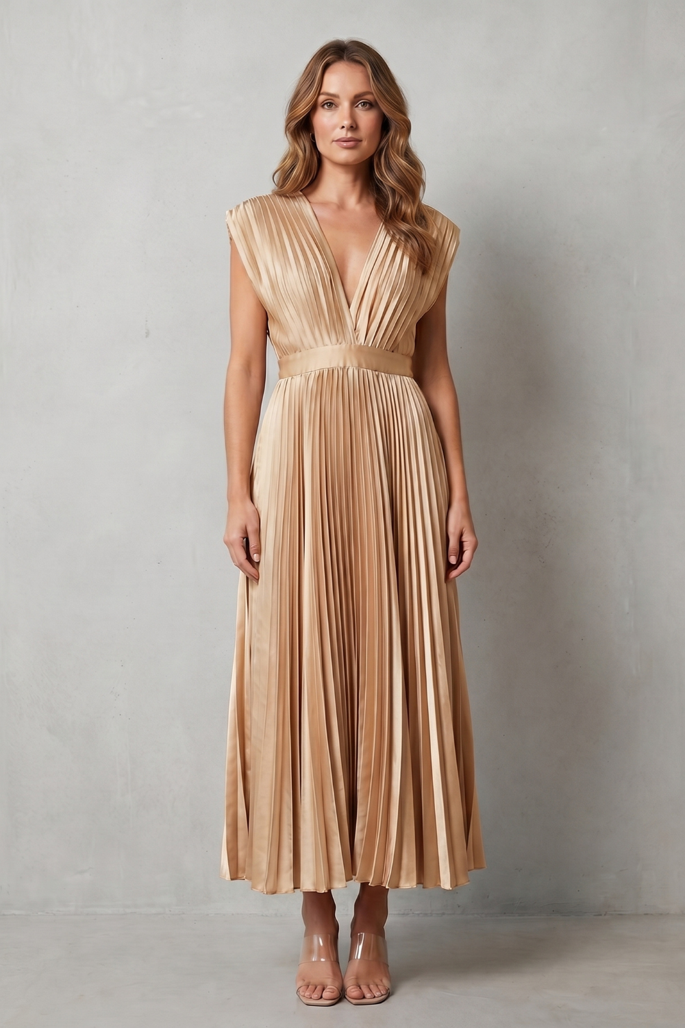 Flowing Pleated Elegance Midi Dress