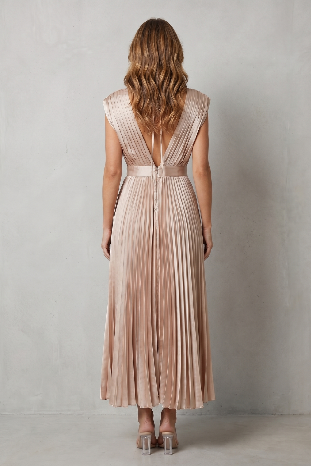 Flowing Pleated Elegance Midi Dress