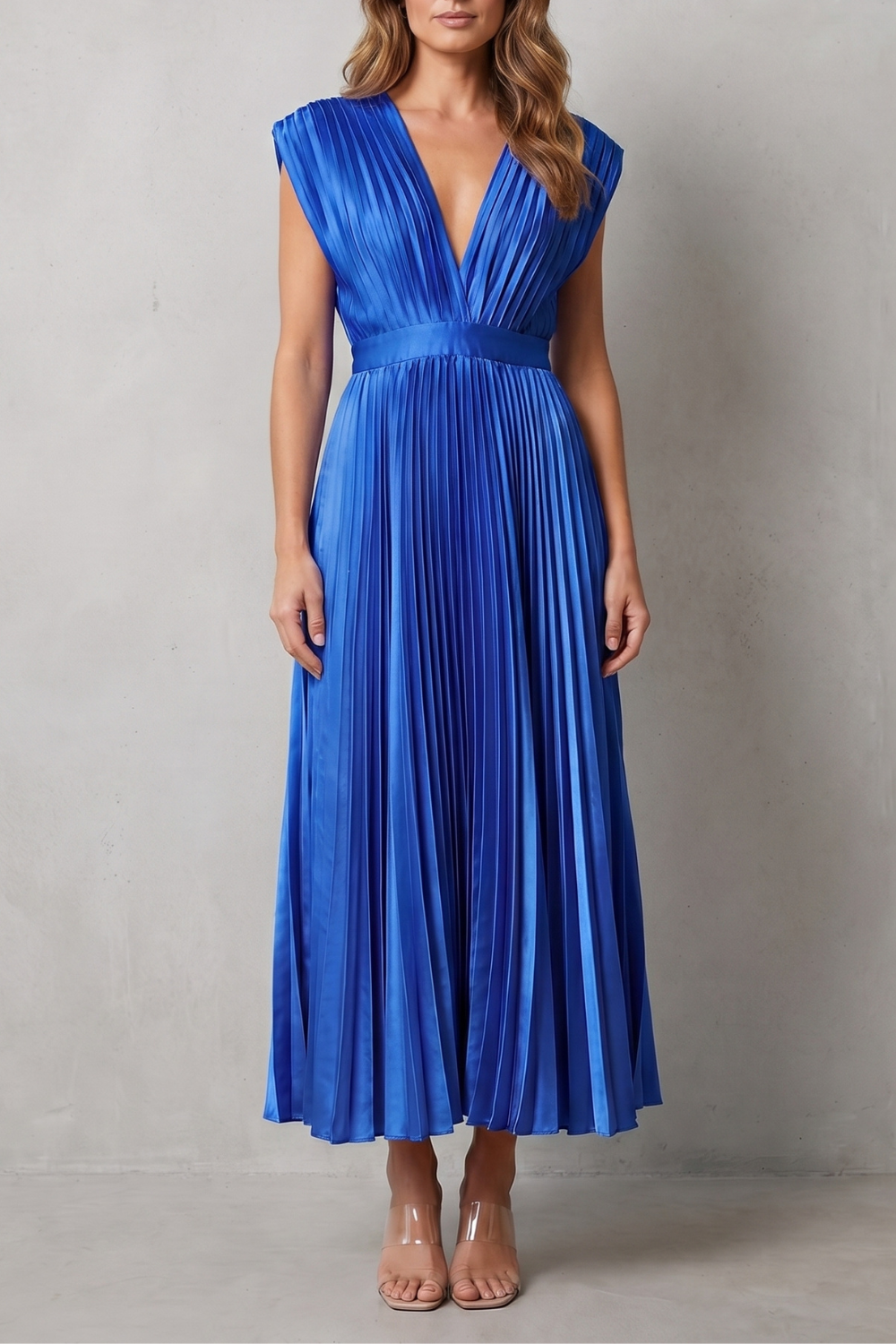 Flowing Pleated Elegance Midi Dress