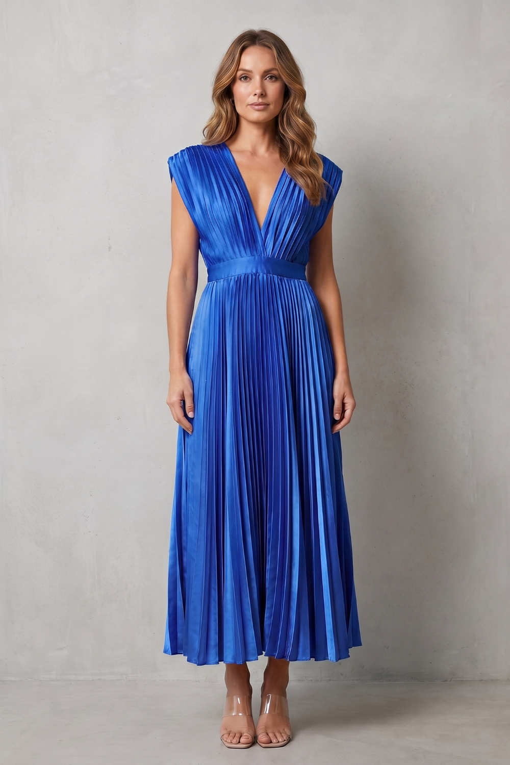 Flowing Pleated Elegance Midi Dress
