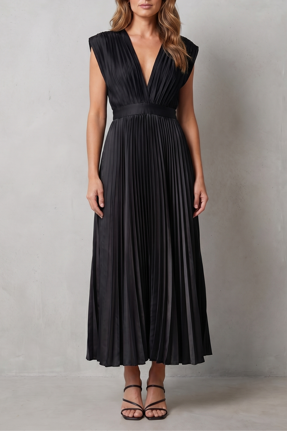 Flowing Pleated Elegance Midi Dress