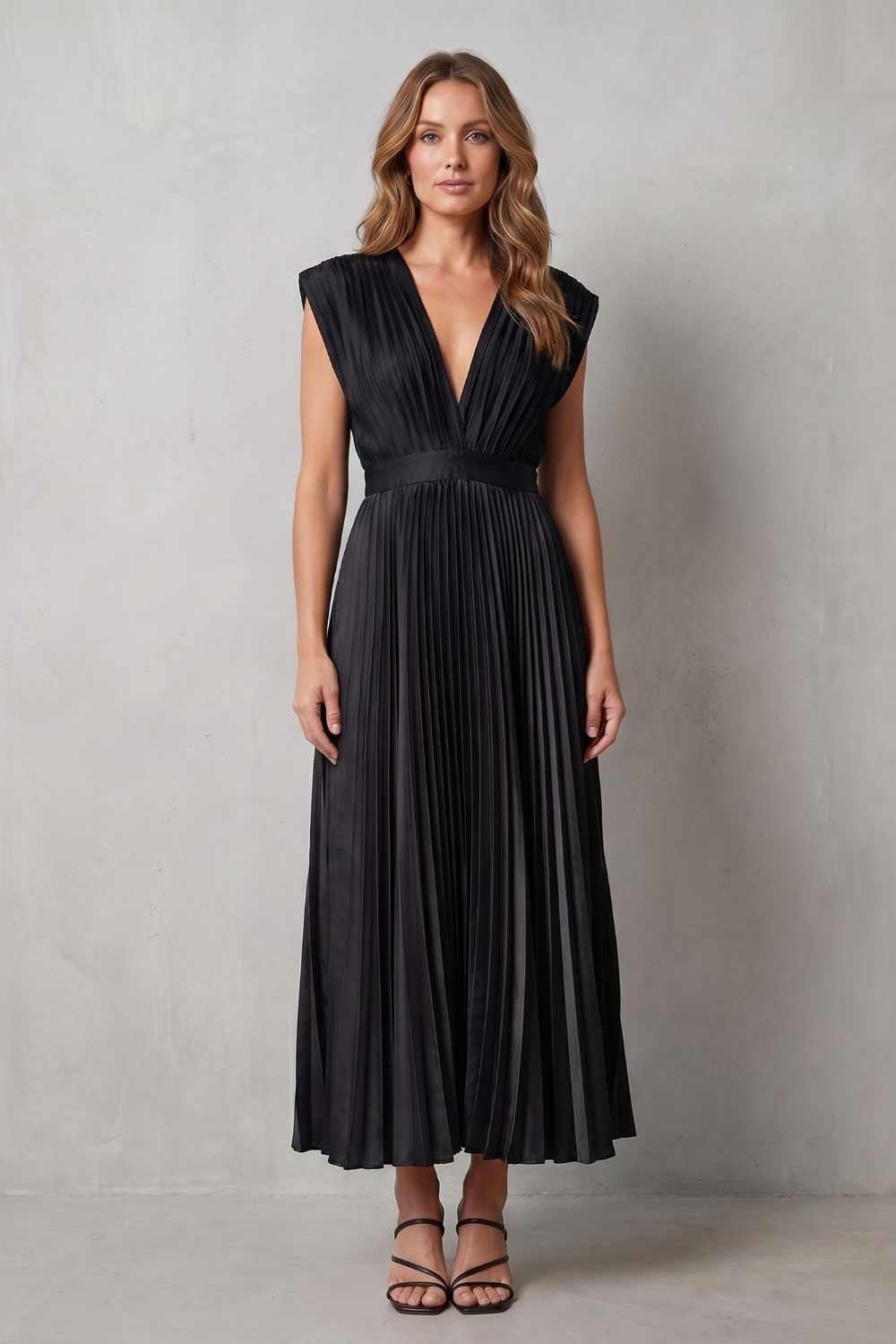 Flowing Pleated Elegance Midi Dress