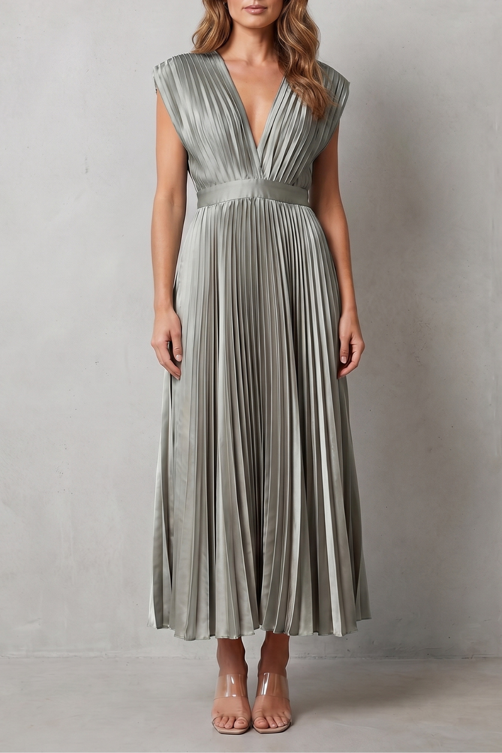 Flowing Pleated Elegance Midi Dress
