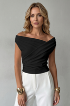 Asymmetric Draped Silhouette One Shoulder Top