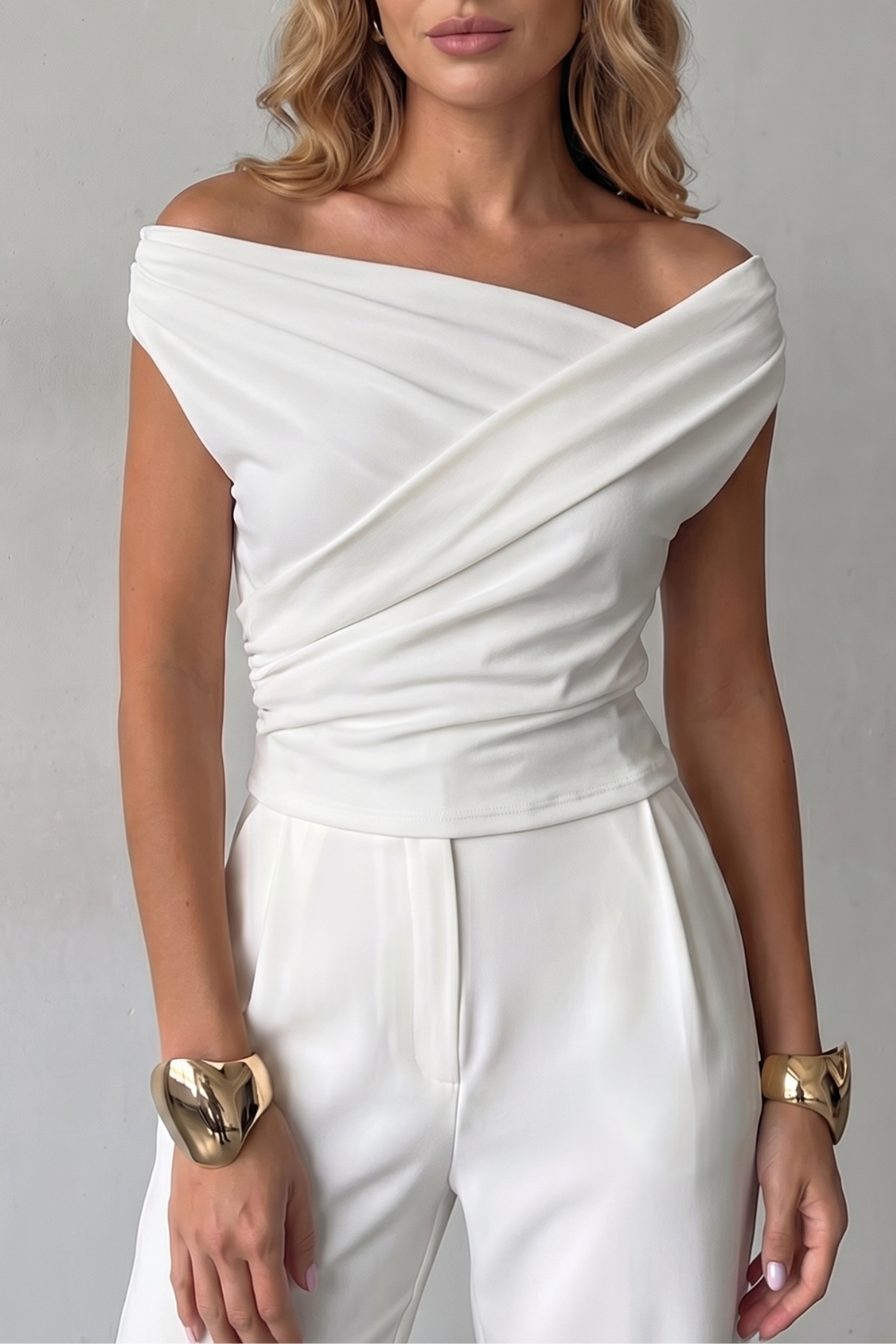 Asymmetric Draped Silhouette One Shoulder Top