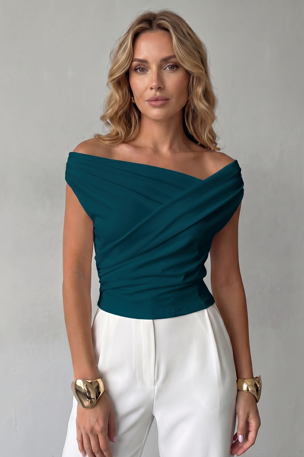 Asymmetric Draped Silhouette One Shoulder Top