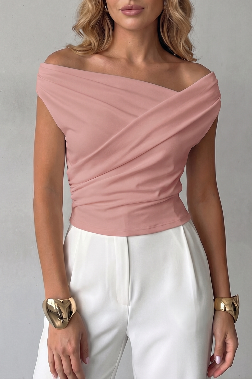 Asymmetric Draped Silhouette One Shoulder Top