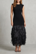 Raffia Fringe Elegance Midi Dress