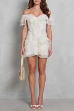 Ruffled Off-shoulder Charm Mini Dress