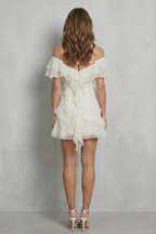 Ruffled Off-shoulder Charm Mini Dress