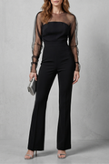 Veloura – Sheer illusion elegance – Flared-leg jumpsuit