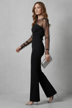 Veloura – Sheer illusion elegance – Flared-leg jumpsuit