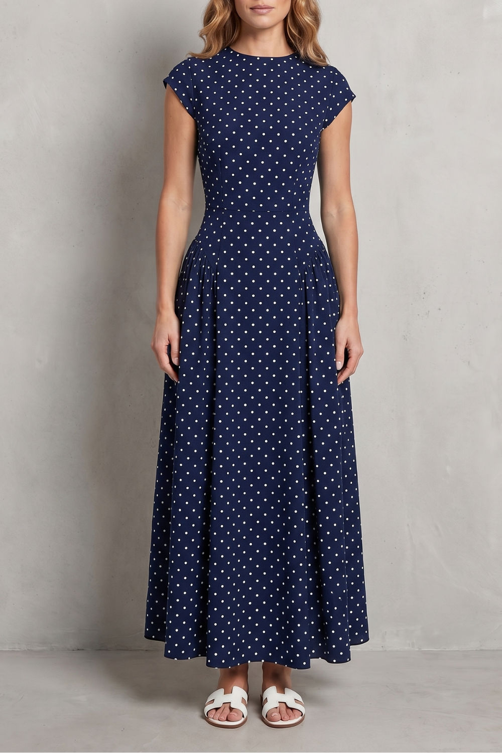 Vintage Polka Dot Elegance Maxi Dress