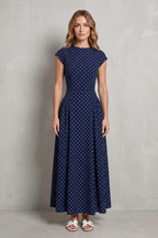 Vintage Polka Dot Elegance Maxi Dress