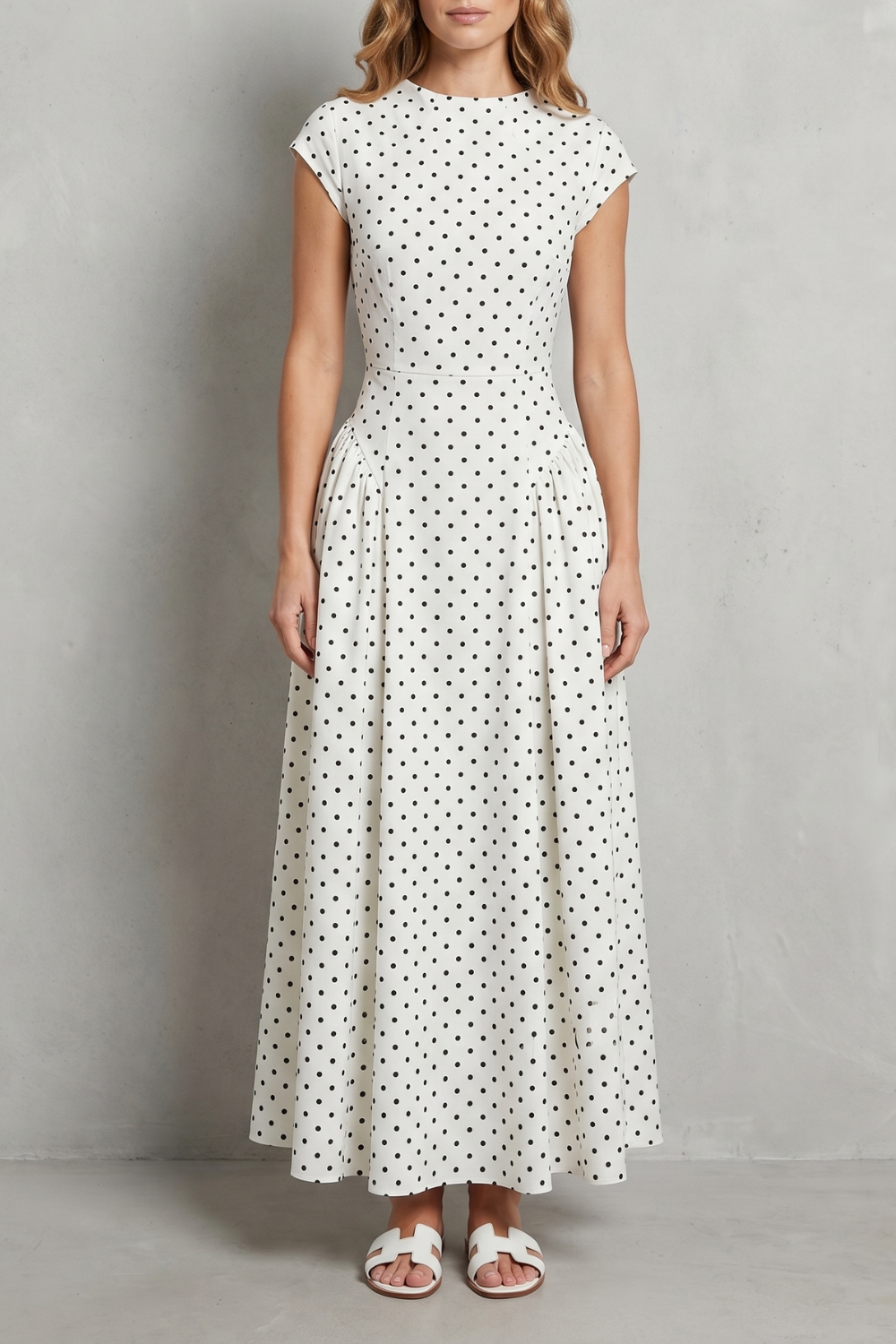 Vintage Polka Dot Elegance Maxi Dress