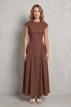 Vintage Polka Dot Elegance Maxi Dress