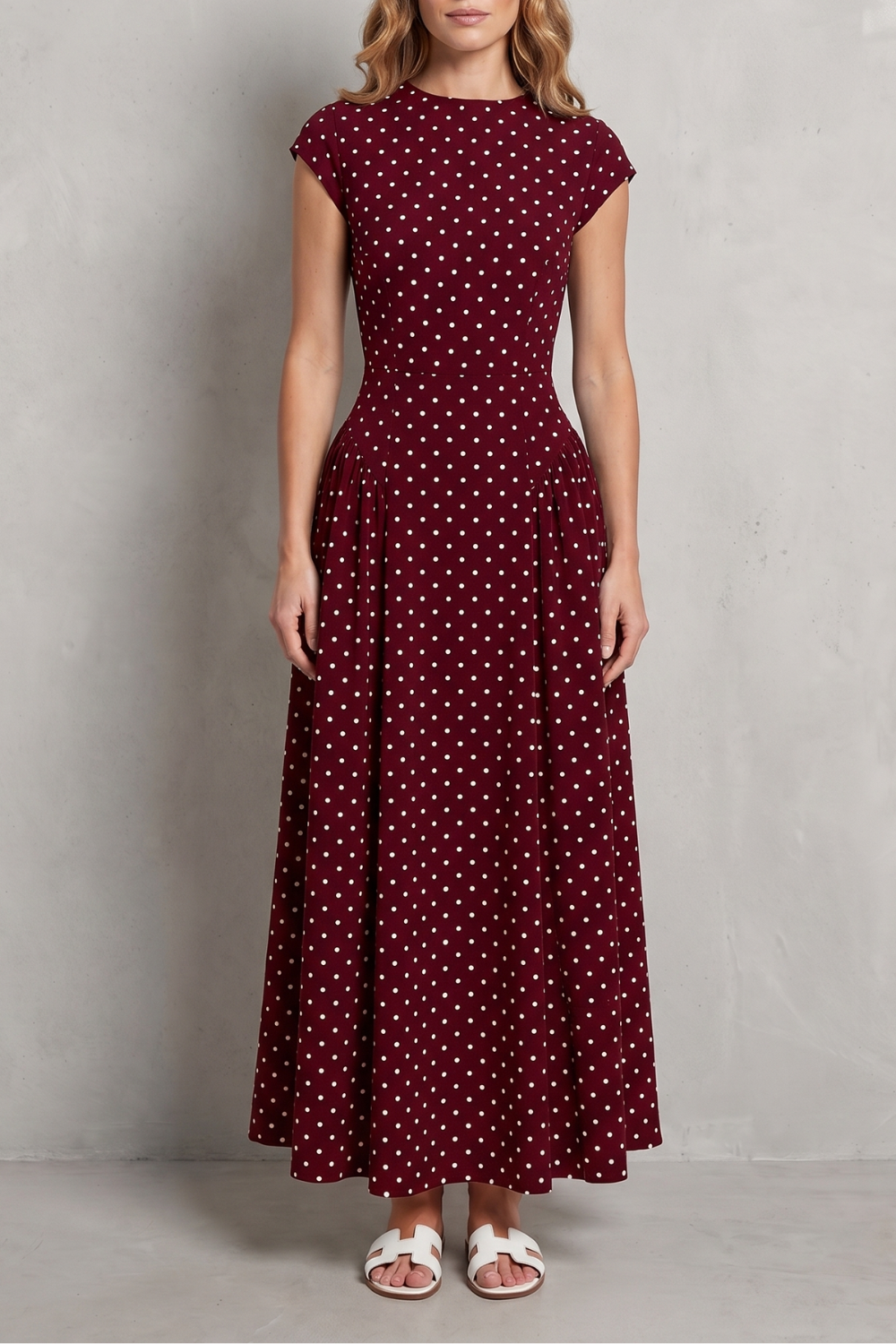 Vintage Polka Dot Elegance Maxi Dress