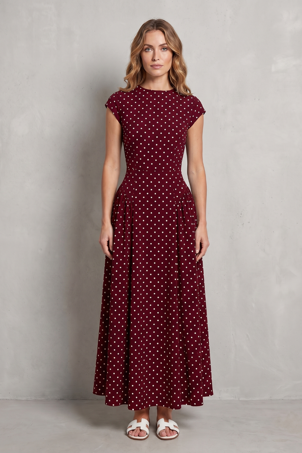 Vintage Polka Dot Elegance Maxi Dress