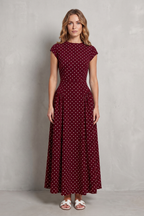 Vintage Polka Dot Elegance Maxi Dress