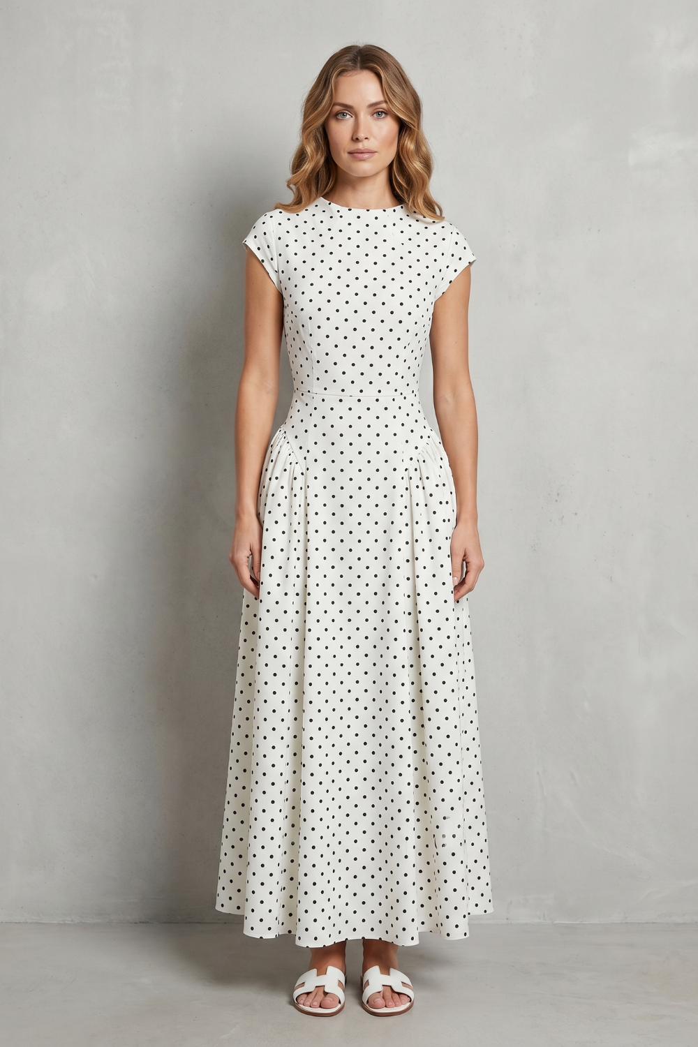 Vintage Polka Dot Elegance Maxi Dress