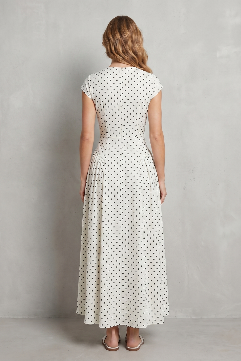 Vintage Polka Dot Elegance Maxi Dress