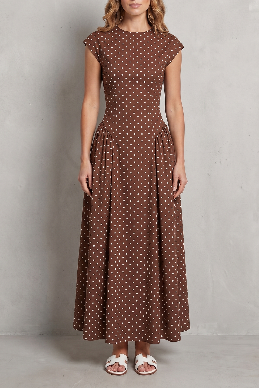 Vintage Polka Dot Elegance Maxi Dress