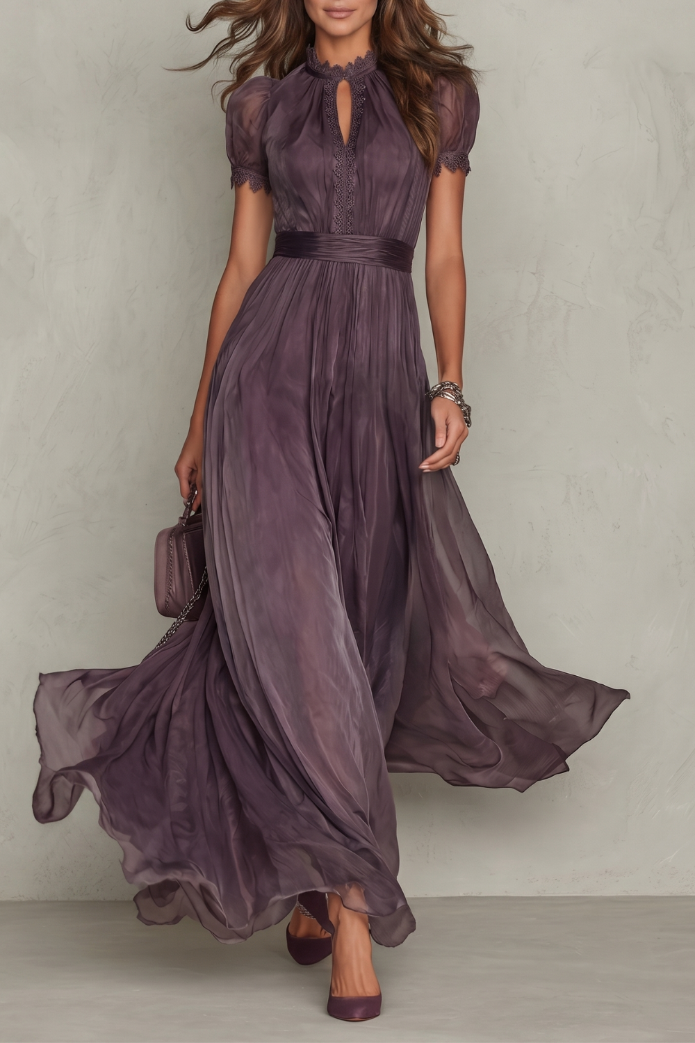 Lace Keyhole Elegance Maxi Dress
