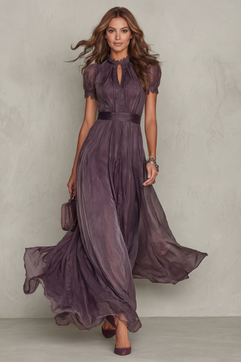 Lace Keyhole Elegance Maxi Dress