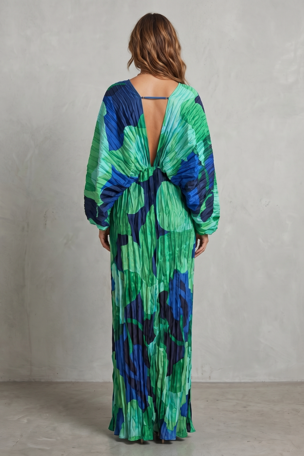 Pleated Kimono Allure Maxi Dress