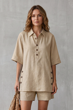 Relaxed Button-detail Comfort Shorts Set
