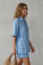 Relaxed Button-detail Comfort Shorts Set