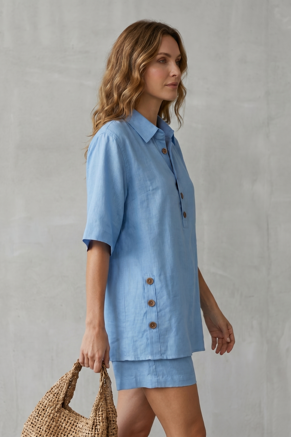 Relaxed Button-detail Comfort Shorts Set