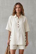 Relaxed Button-detail Comfort Shorts Set