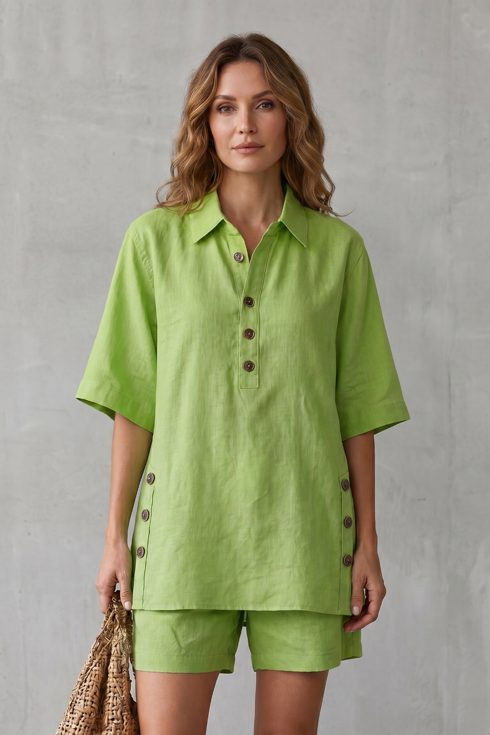 Relaxed Button-detail Comfort Shorts Set
