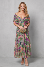 Draped Floral Flow Maxi Dress