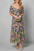Draped Floral Flow Maxi Dress
