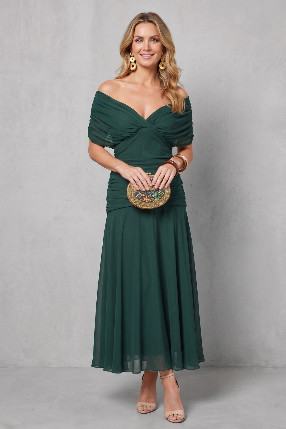 Draped Floral Flow Maxi Dress