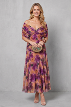 Draped Floral Flow Maxi Dress