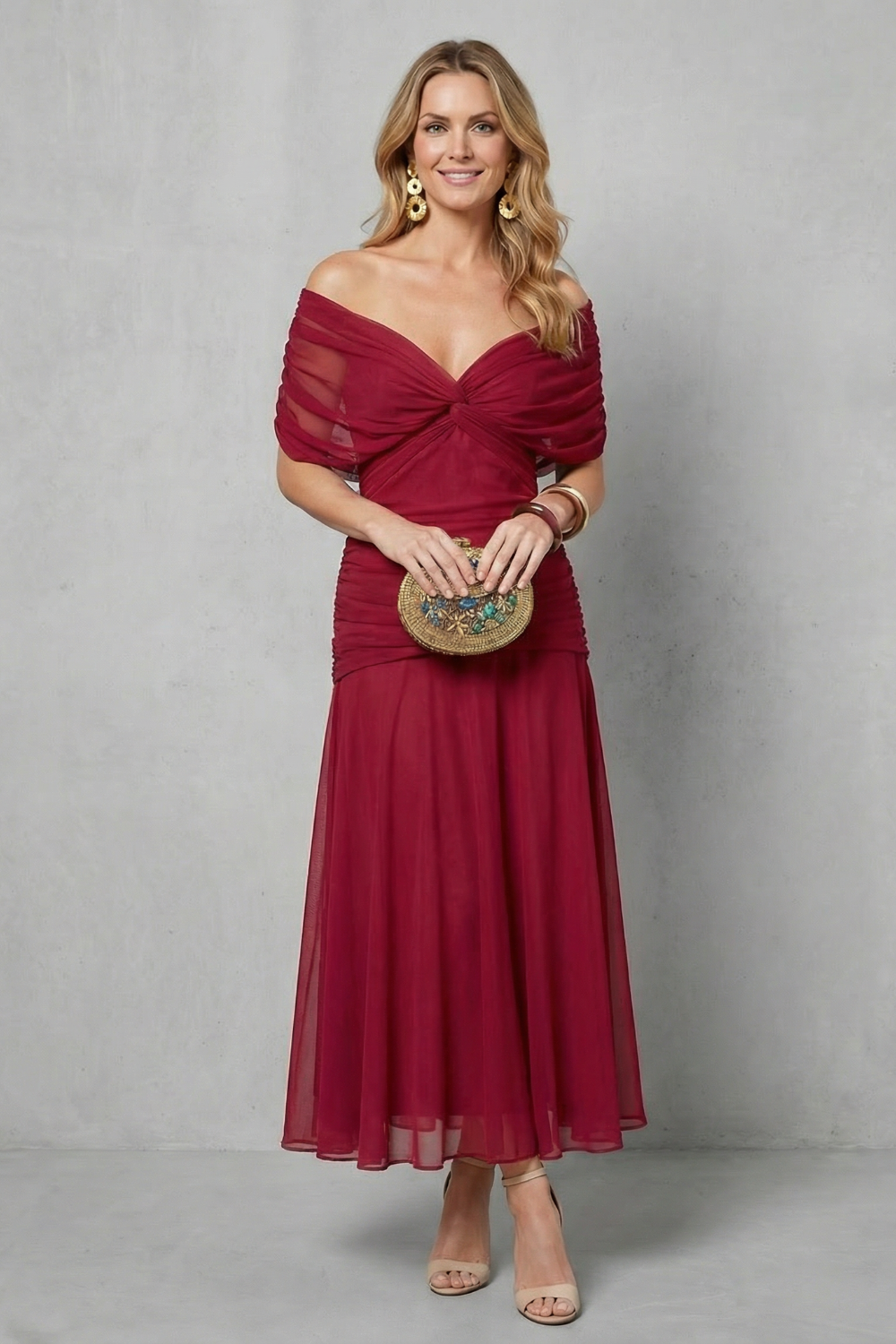 Draped Floral Flow Maxi Dress