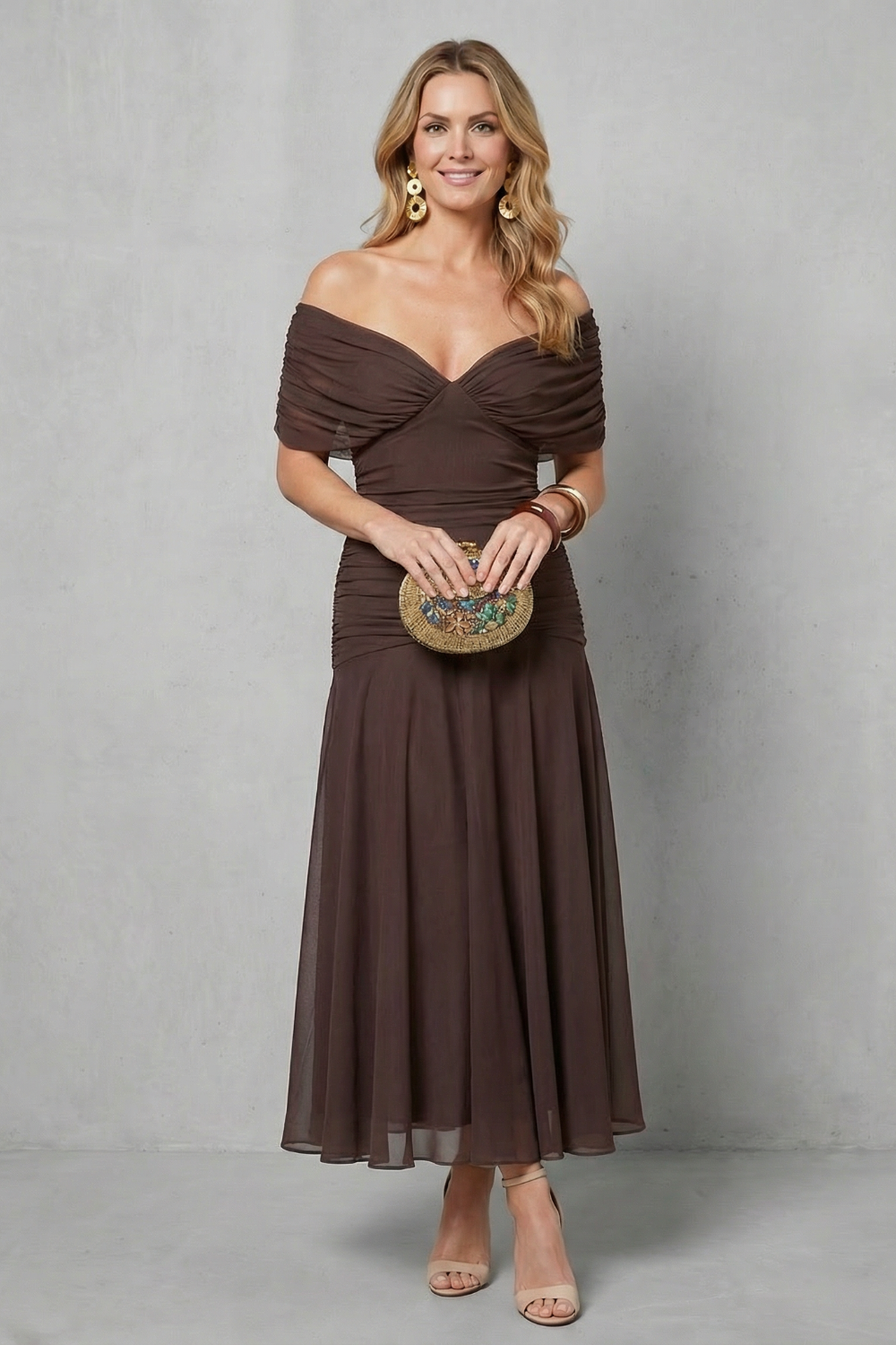 Draped Floral Flow Maxi Dress